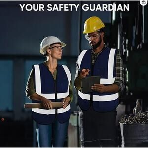 TICONN Reflective Safety Vest Class 2 High Visibility Mesh ANSI Blue 5 Pack